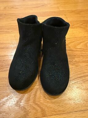 Kids Black Sparkle Suede Ankle Boots
